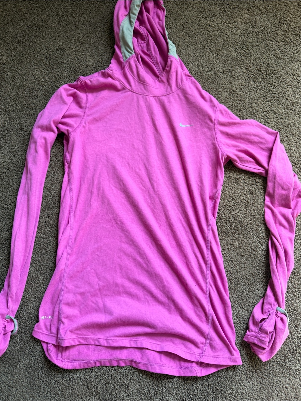 Nike Women's Hot Pink Hooded Long Sleeve Top